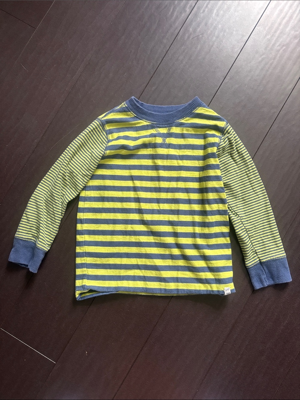 GAP Boys' Long Sleeve Stripe Tee in Yellow and Blue